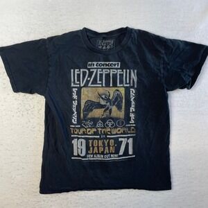 Led Zeppelin Graphic Tee Mens Medium Black Tokyo Japan 1971 Tour Band Shirt